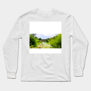 zen garden in japanese american park landscape wallpaper frame Long Sleeve T-Shirt